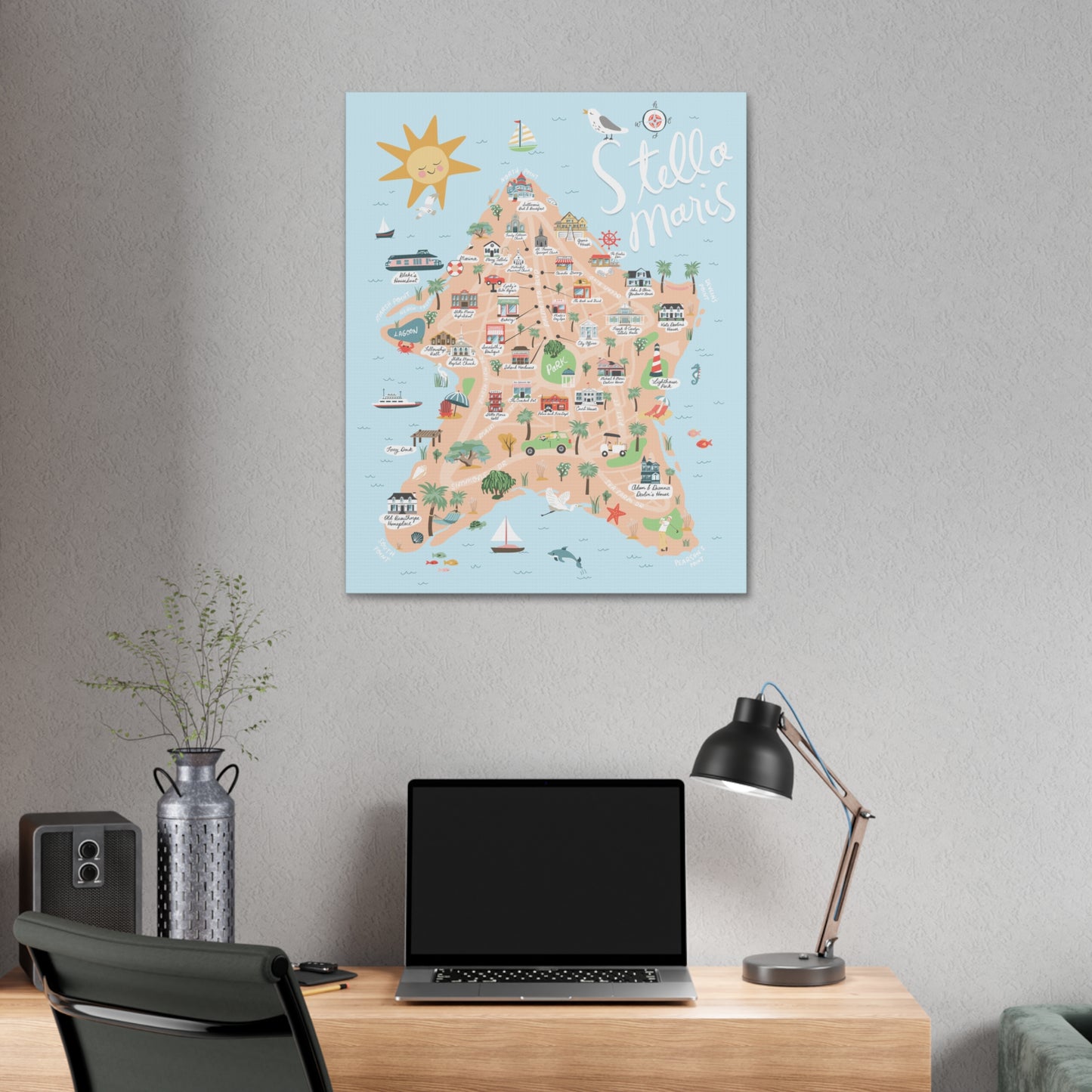 Stella Maris, SC Map - Classic Stretched Canvas