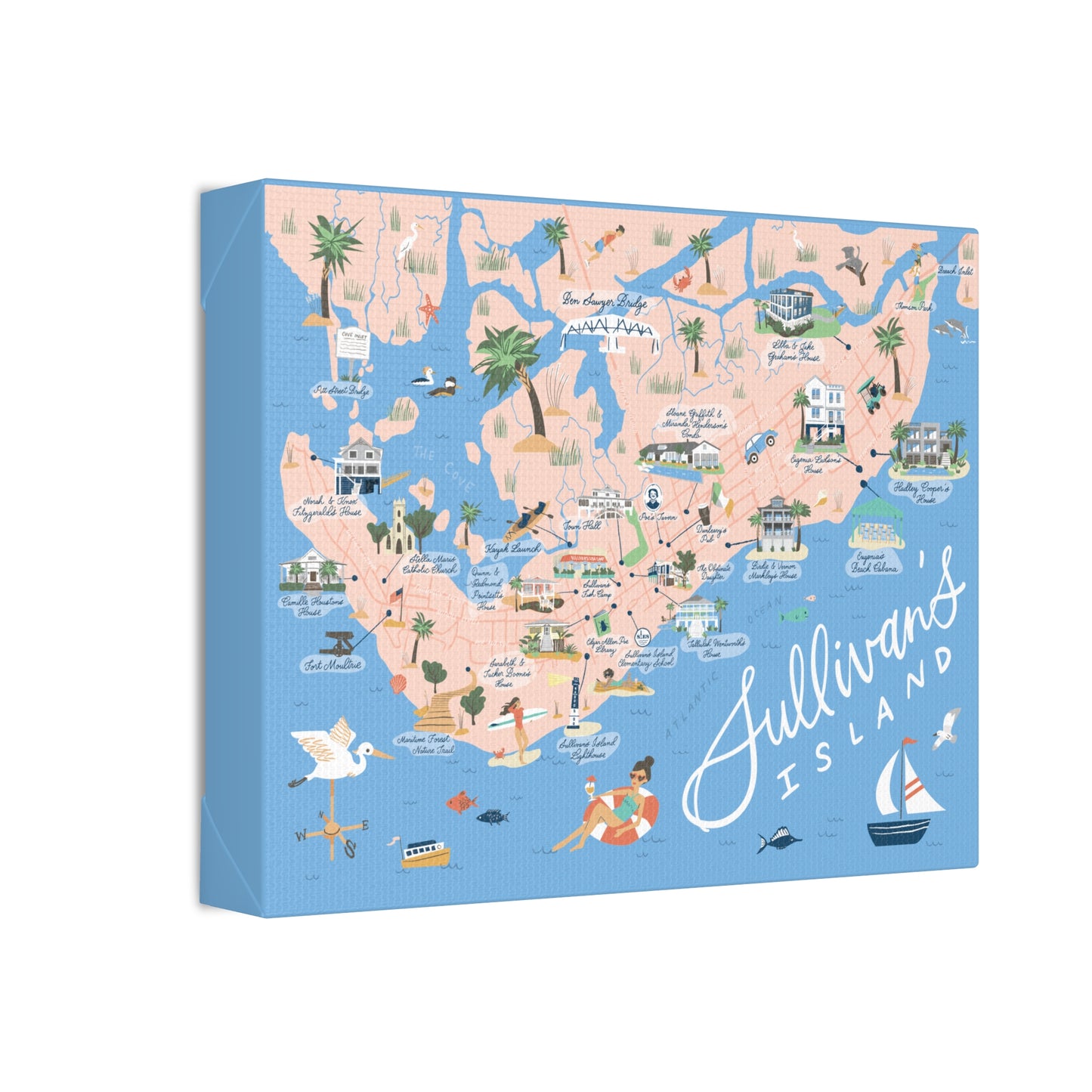 Sullivan's Island, SC Map - Classic Stretched Canvas
