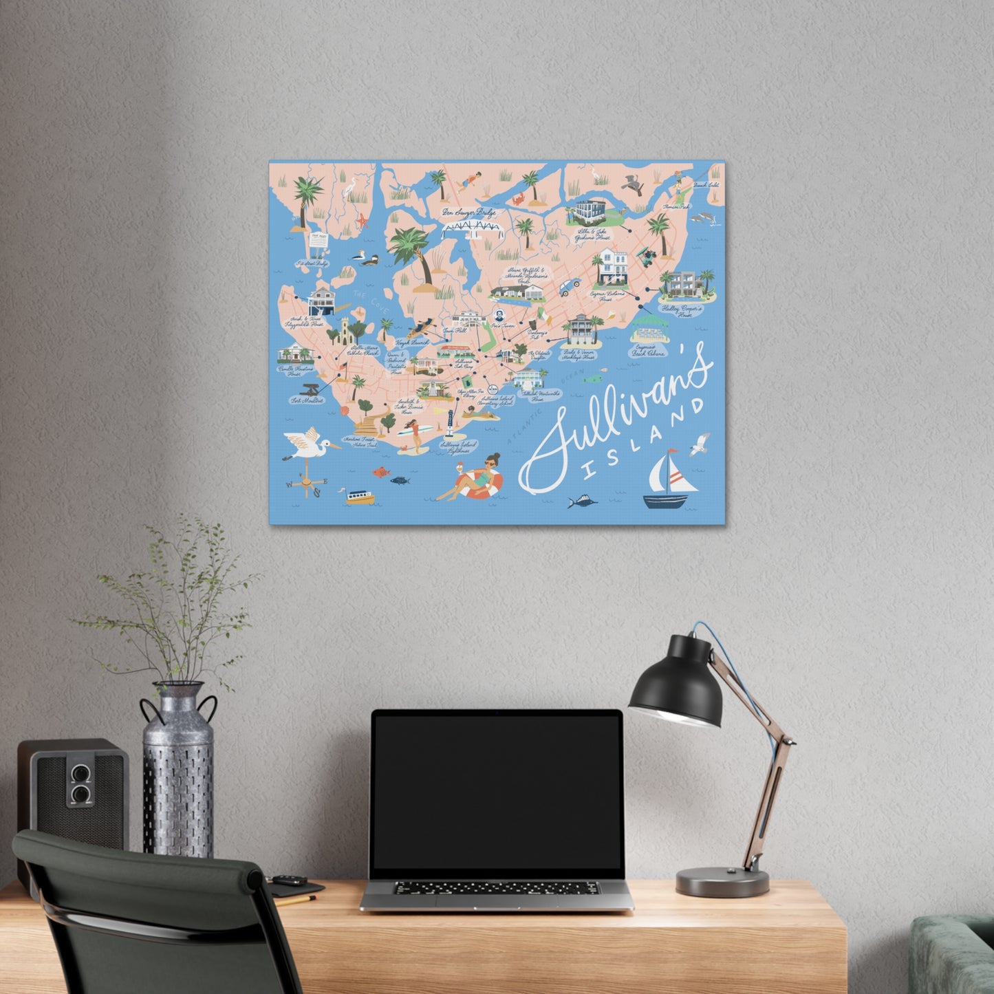 Sullivan's Island, SC Map - Classic Stretched Canvas