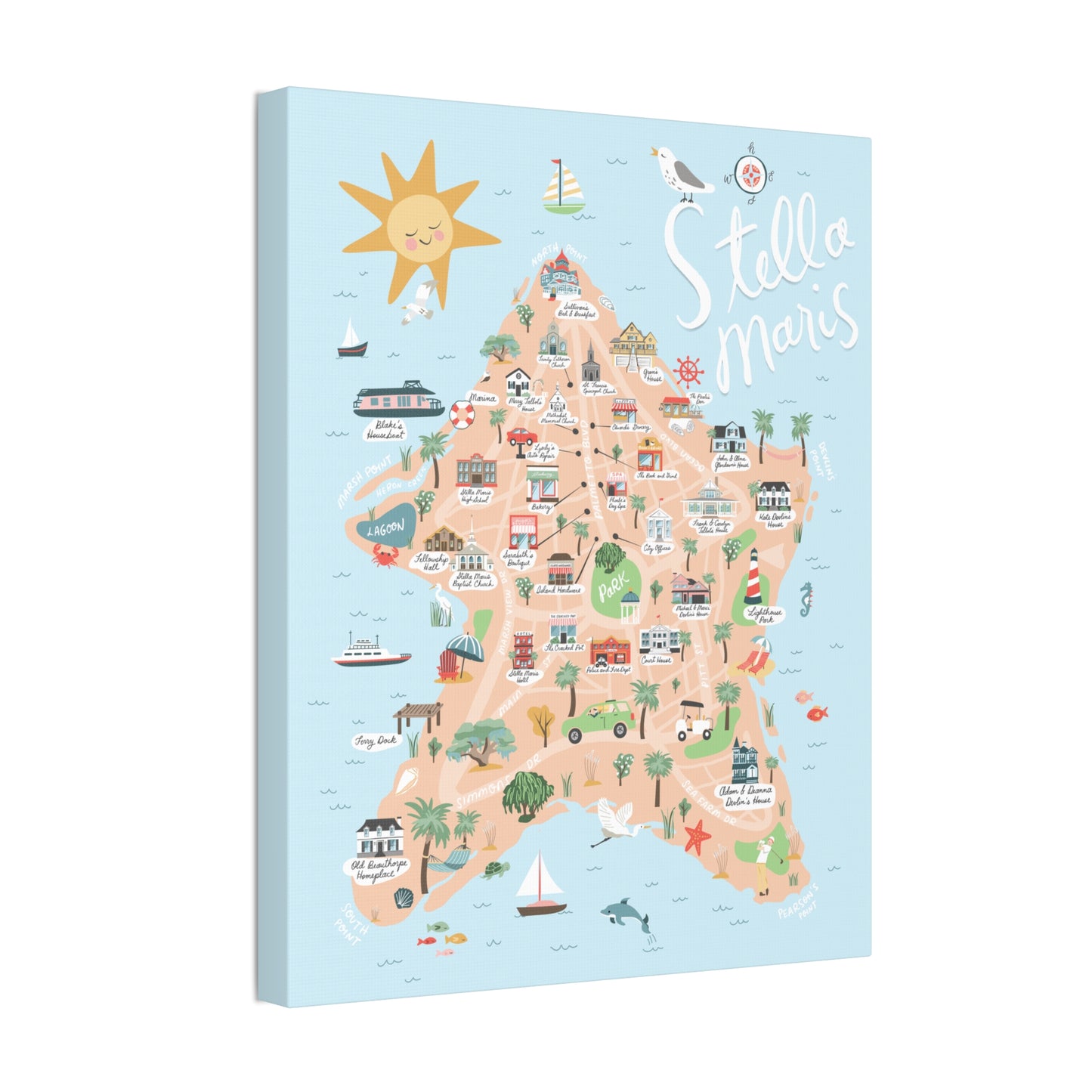 Stella Maris, SC Map - Classic Stretched Canvas