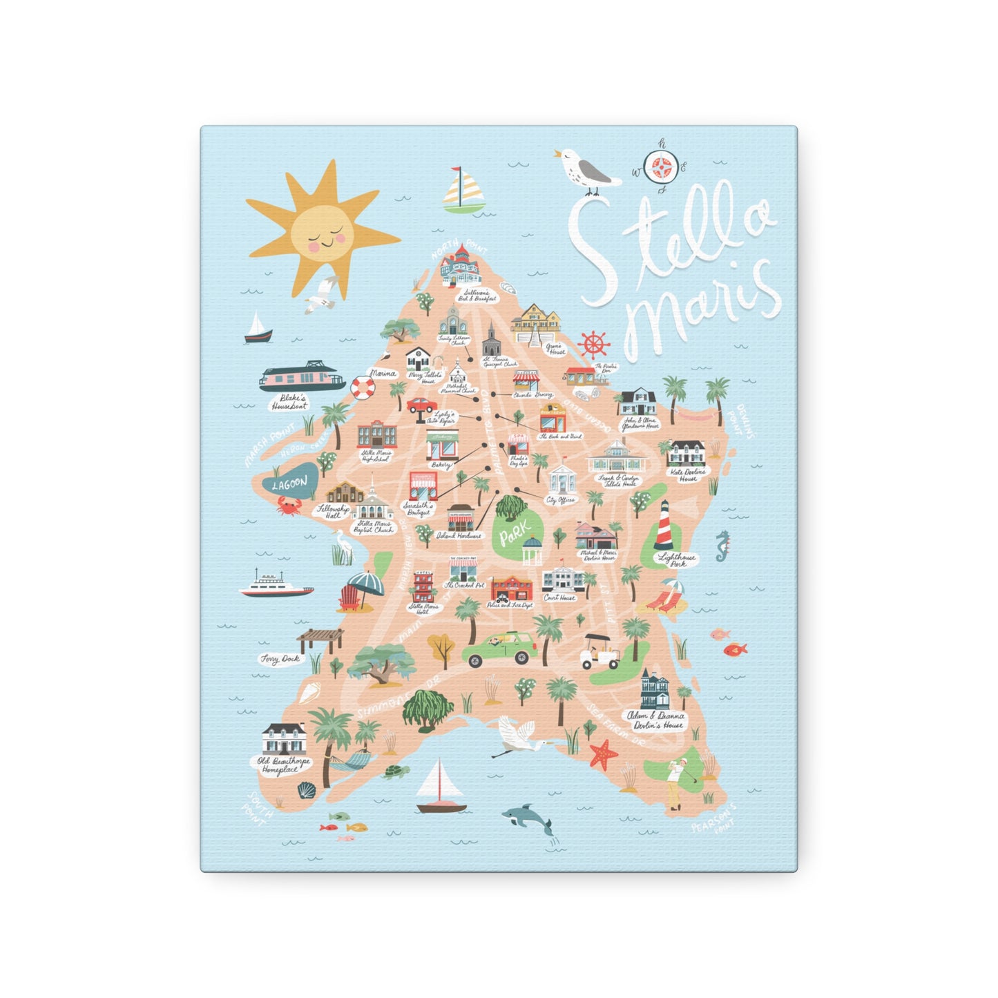 Stella Maris, SC Map - Classic Stretched Canvas