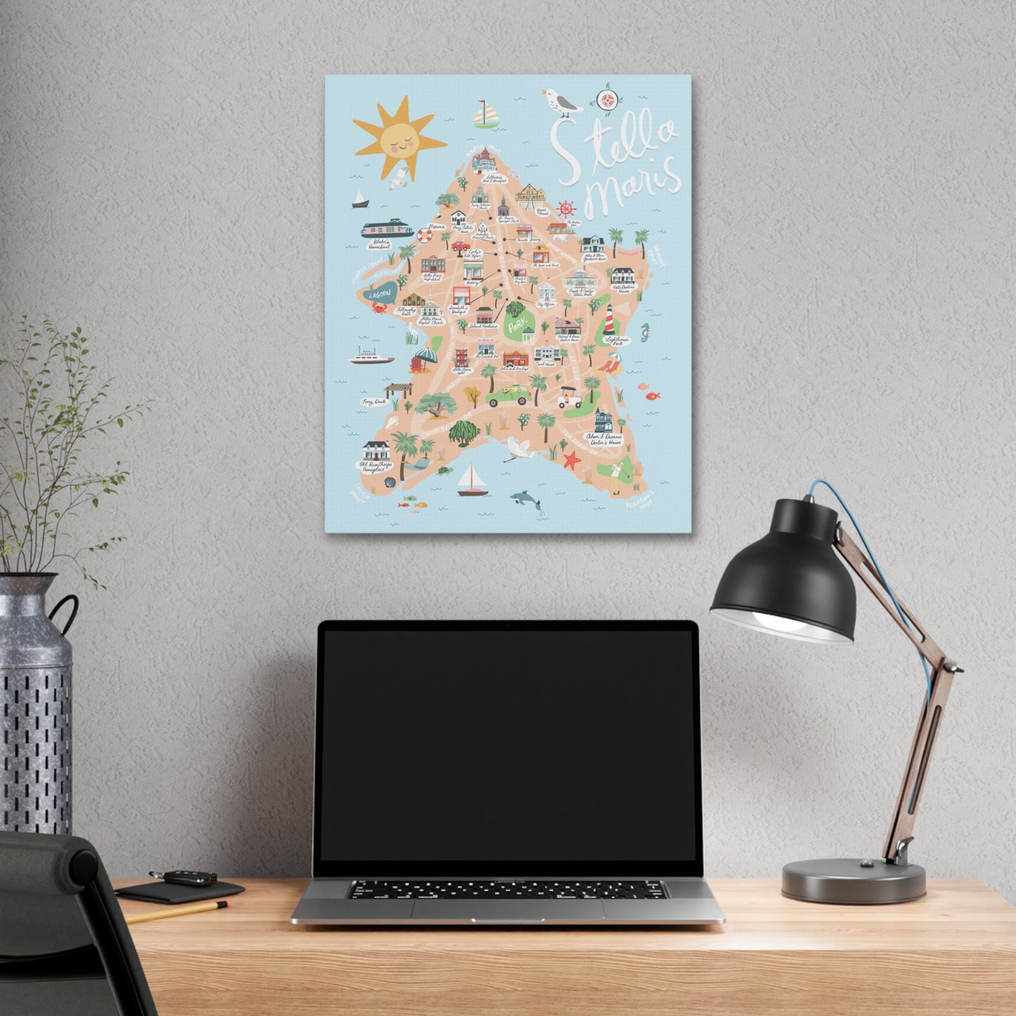 Stella Maris, SC Map - Classic Stretched Canvas