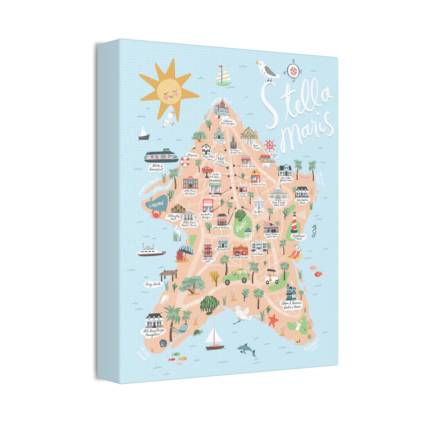 Stella Maris, SC Map - Classic Stretched Canvas